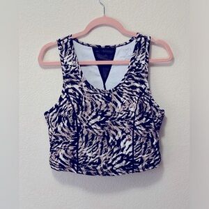 Jones New York Sport Classic Print Crop top Built In Bra Sports Tank!